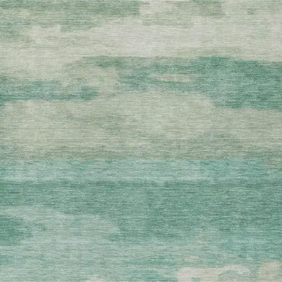 Aqua And Teal Blue Abstract Washable Indoor Outdoor Area Rug Photo 1