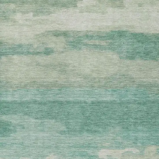 Aqua And Teal Blue Abstract Washable Indoor Outdoor Area Rug Photo 6