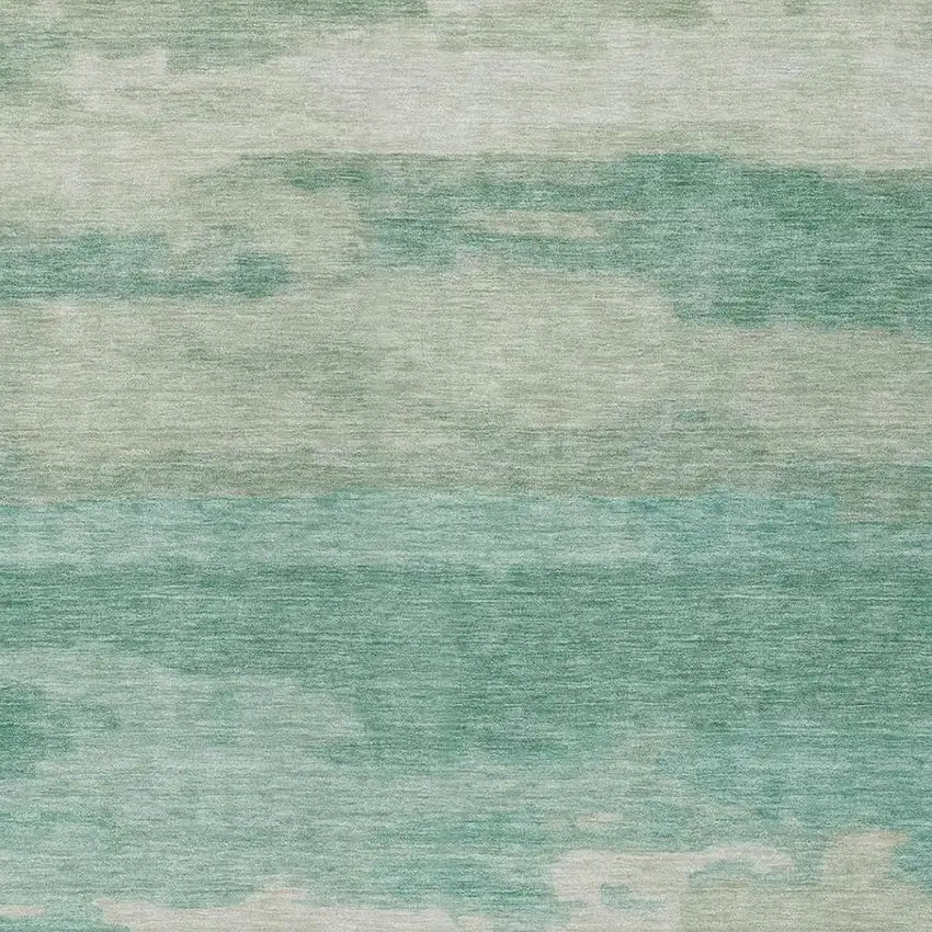 Aqua And Teal Blue Abstract Washable Indoor Outdoor Area Rug Photo 8