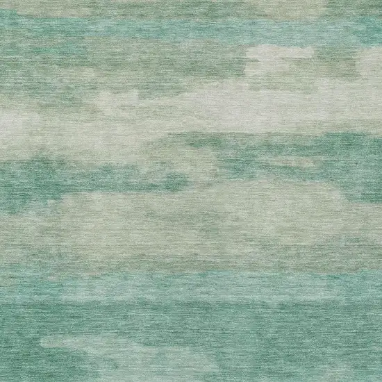 Aqua And Teal Blue Abstract Washable Indoor Outdoor Area Rug Photo 5