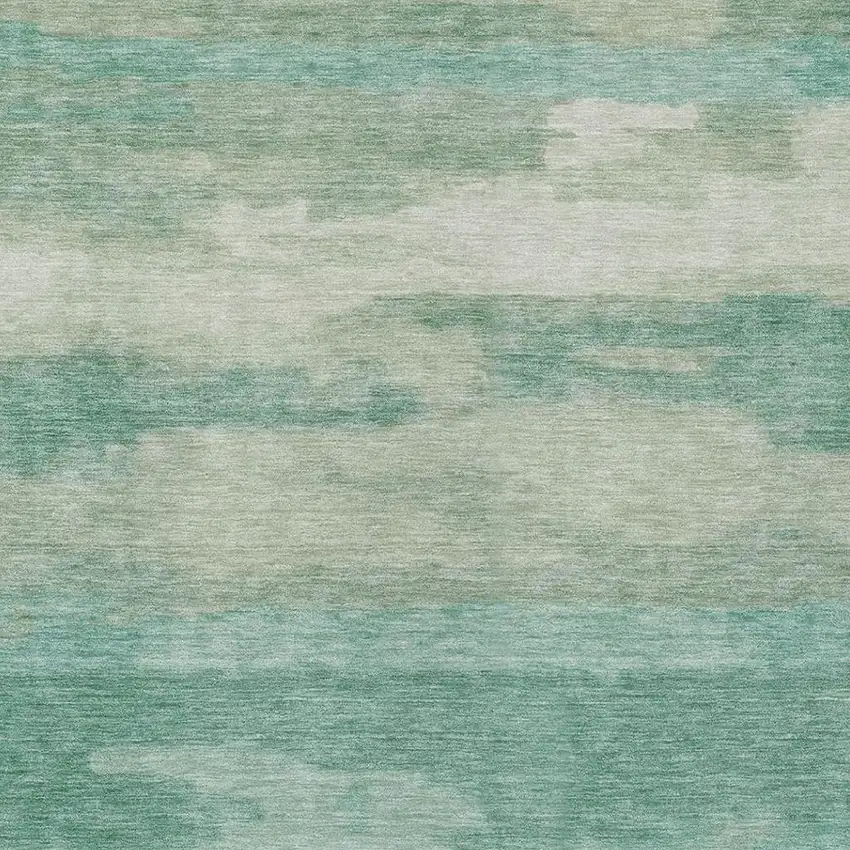Aqua And Teal Blue Abstract Washable Indoor Outdoor Area Rug Photo 5