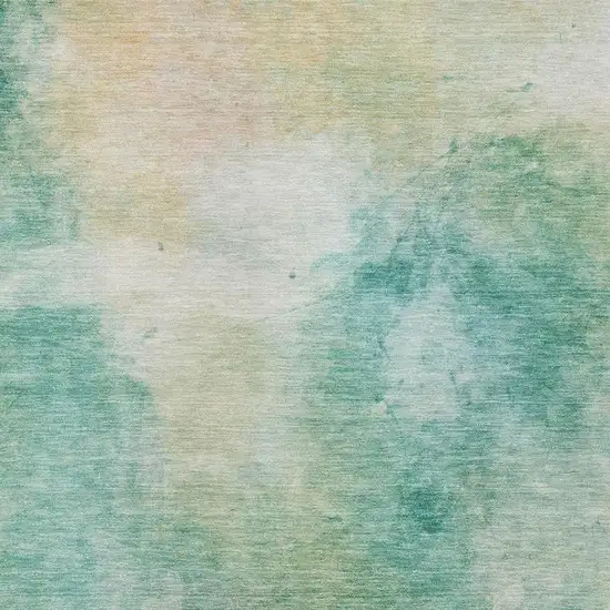 Aqua And Teal Blue Abstract Washable Indoor Outdoor Area Rug Photo 5