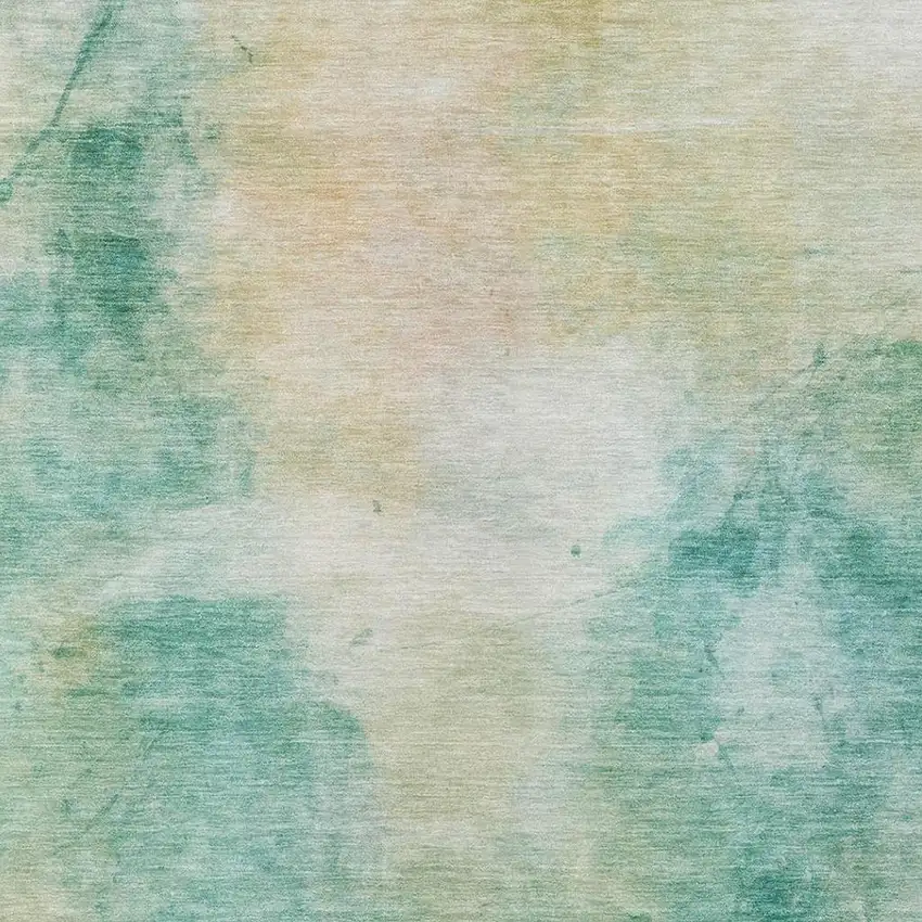 Aqua And Teal Blue Abstract Washable Indoor Outdoor Area Rug Photo 6