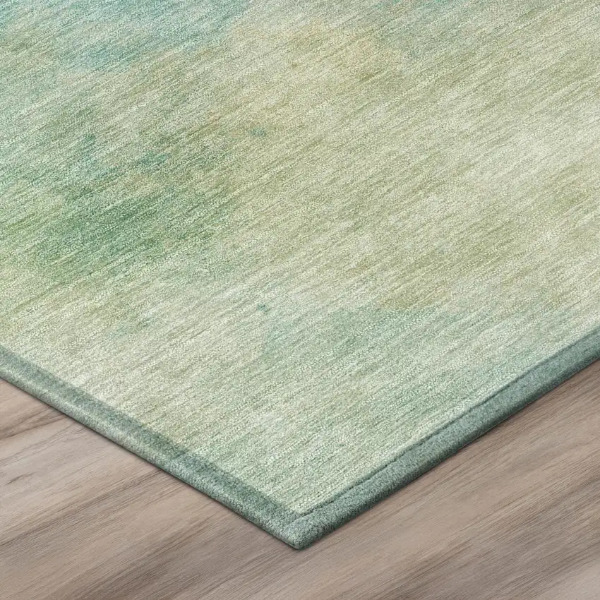 Aqua And Teal Blue Abstract Washable Indoor Outdoor Area Rug Photo 9