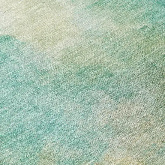Aqua And Teal Blue Abstract Washable Indoor Outdoor Area Rug Photo 7