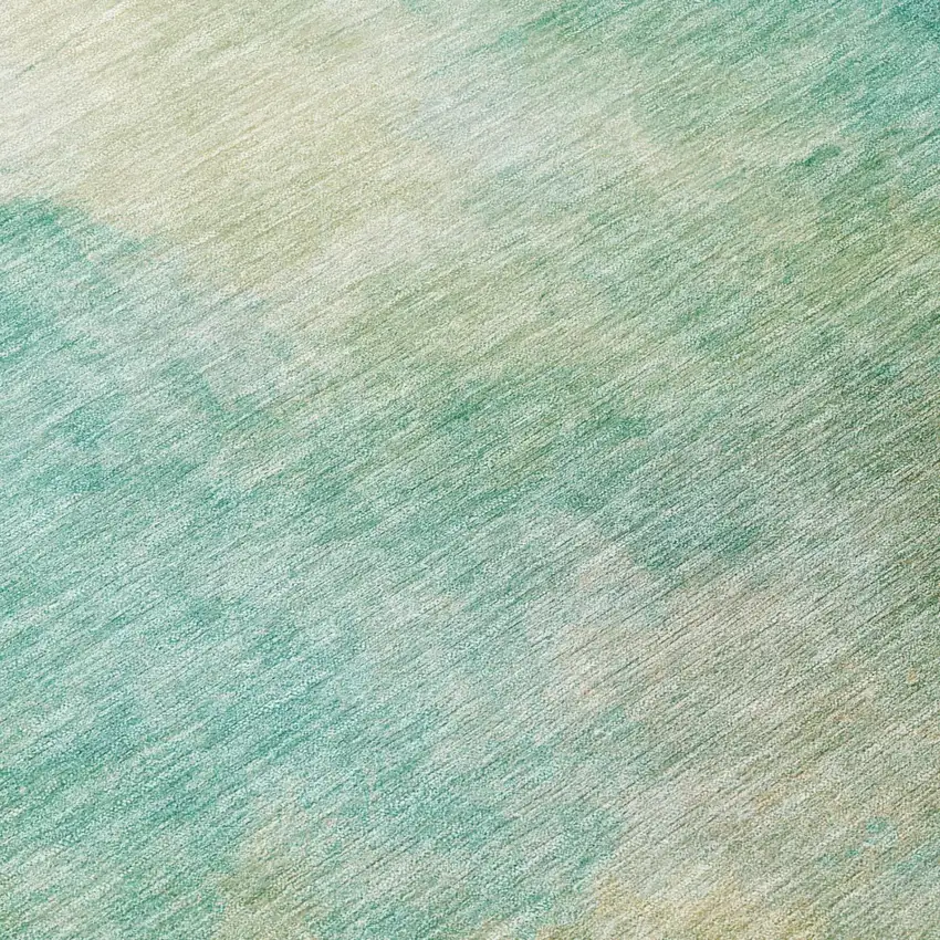 Aqua And Teal Blue Abstract Washable Indoor Outdoor Area Rug Photo 7
