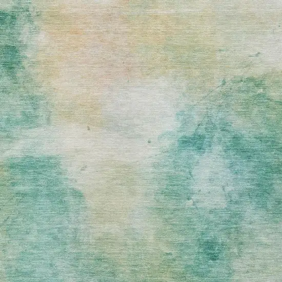 Aqua And Teal Blue Abstract Washable Indoor Outdoor Area Rug Photo 2