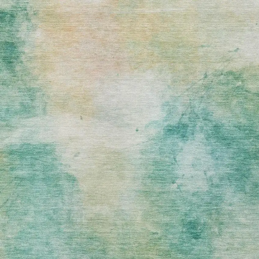Aqua And Teal Blue Abstract Washable Indoor Outdoor Area Rug Photo 2
