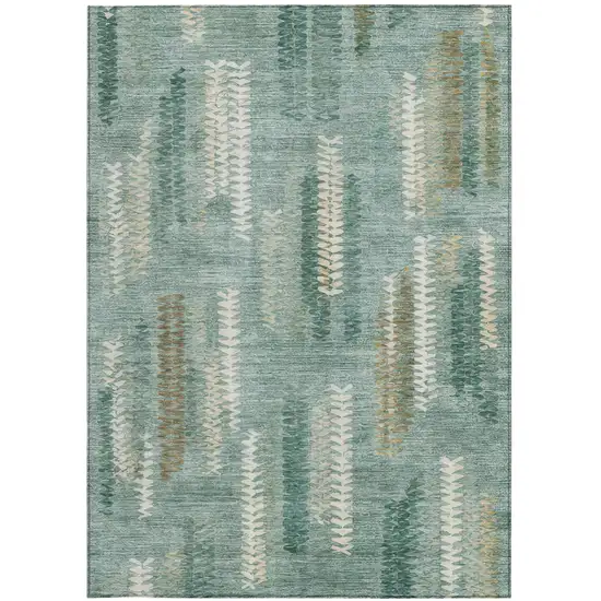 Aqua And Teal Blue Abstract Washable Indoor Outdoor Area Rug Photo 3