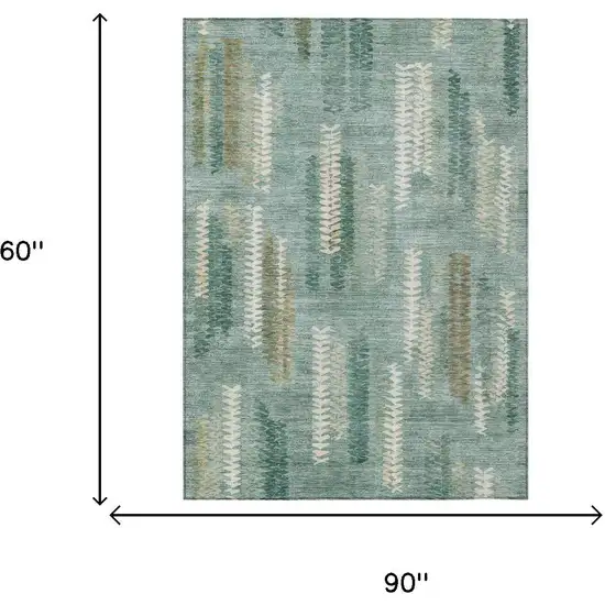 Aqua And Teal Blue Abstract Washable Indoor Outdoor Area Rug Photo 6