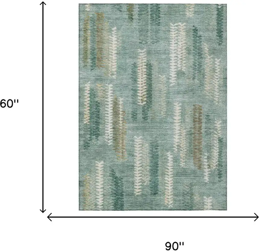 Aqua And Teal Blue Abstract Washable Indoor Outdoor Area Rug Photo 6