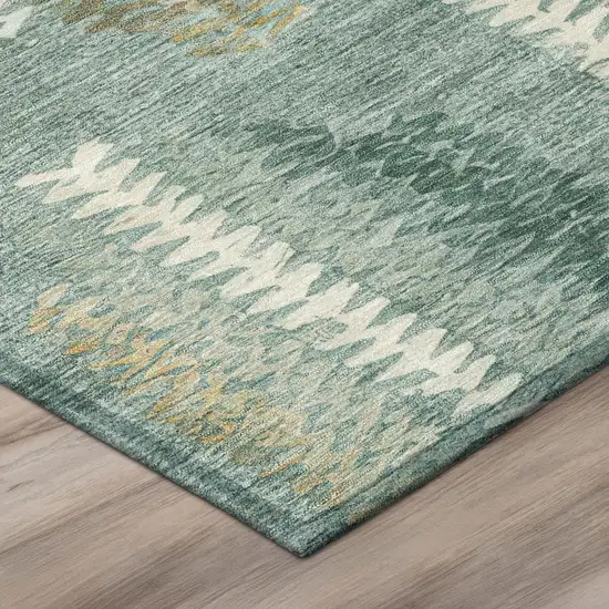 Aqua And Teal Blue Abstract Washable Indoor Outdoor Area Rug Photo 4