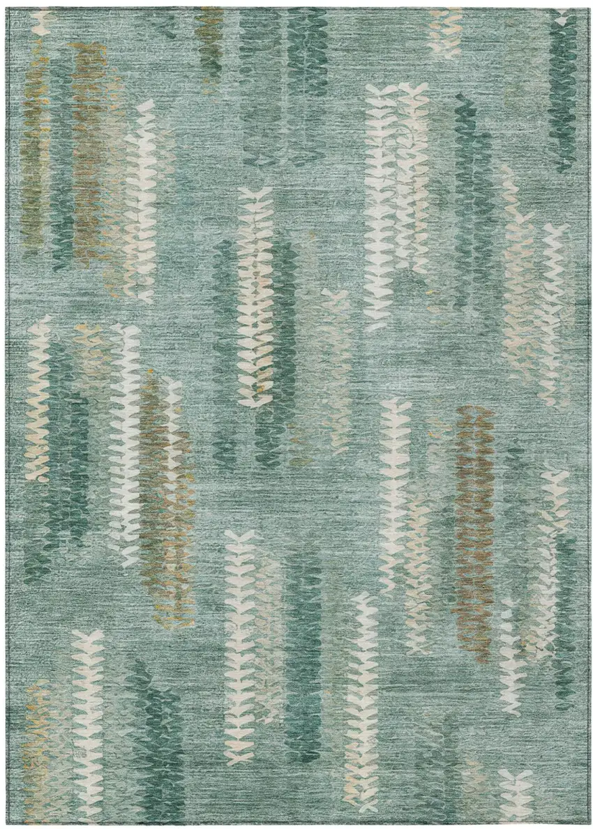 Aqua And Teal Blue Abstract Washable Indoor Outdoor Area Rug Photo 2