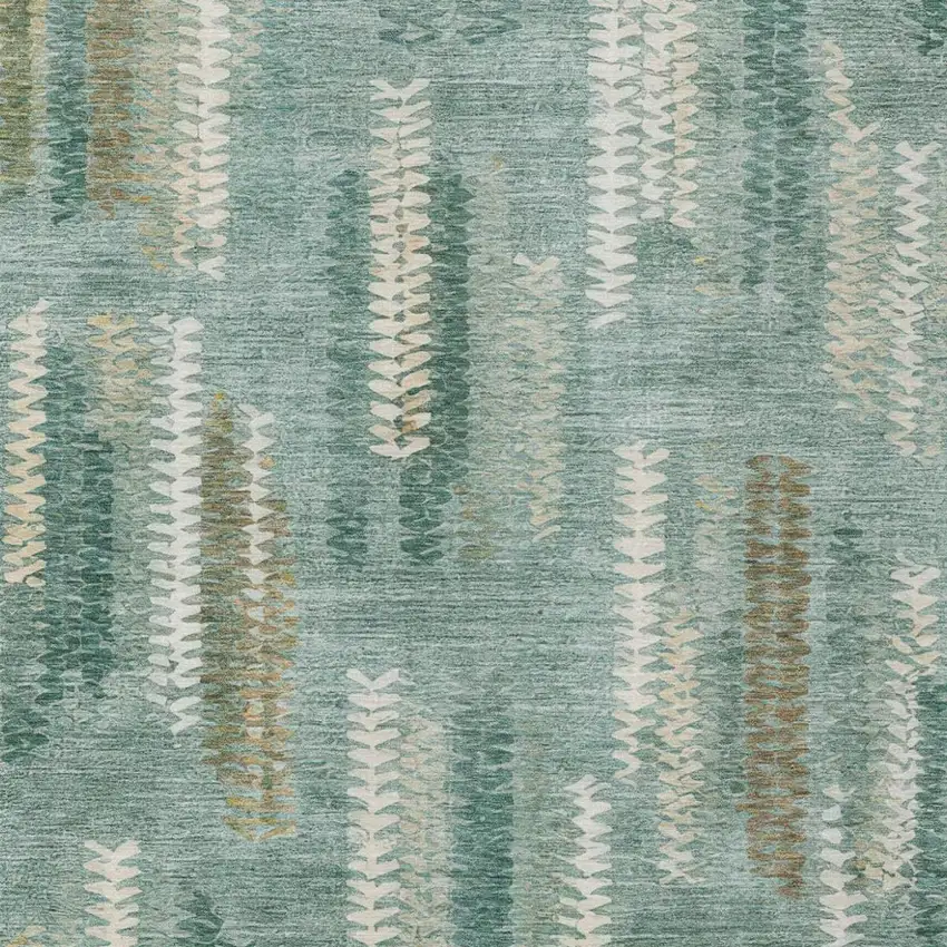 Aqua And Teal Blue Abstract Washable Indoor Outdoor Area Rug Photo 1