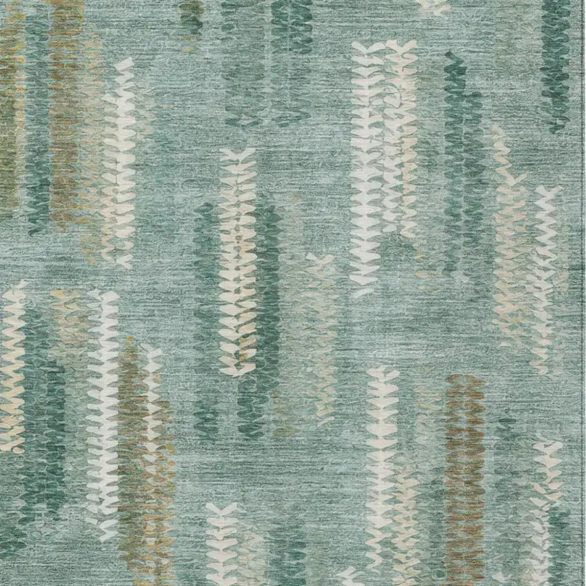 Aqua And Teal Blue Abstract Washable Indoor Outdoor Area Rug Photo 2