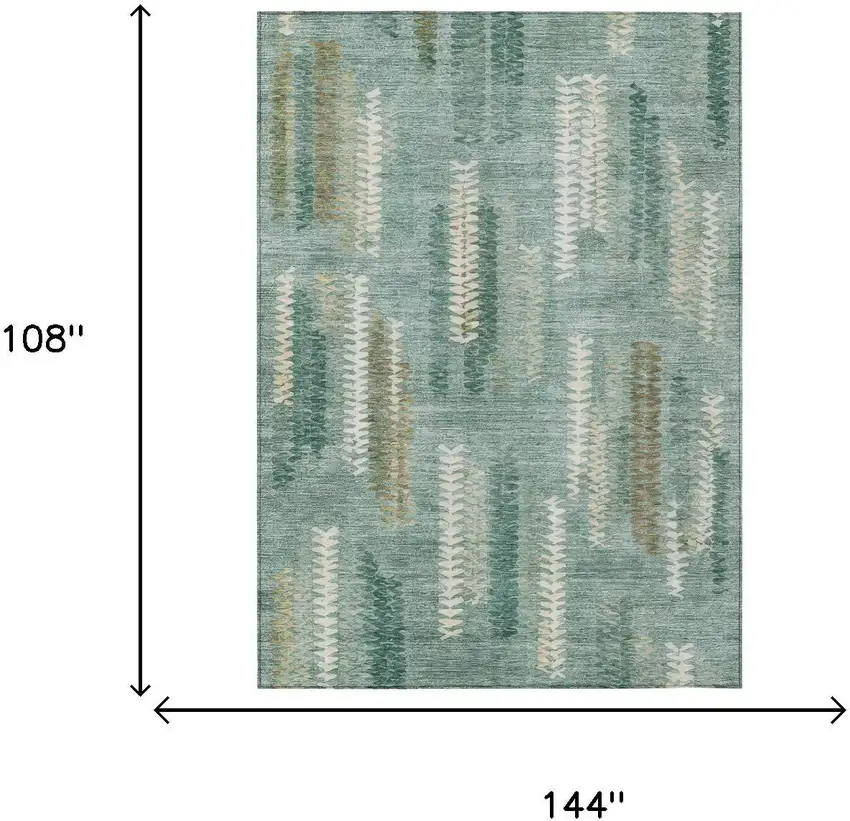 Aqua And Teal Blue Abstract Washable Indoor Outdoor Area Rug Photo 6