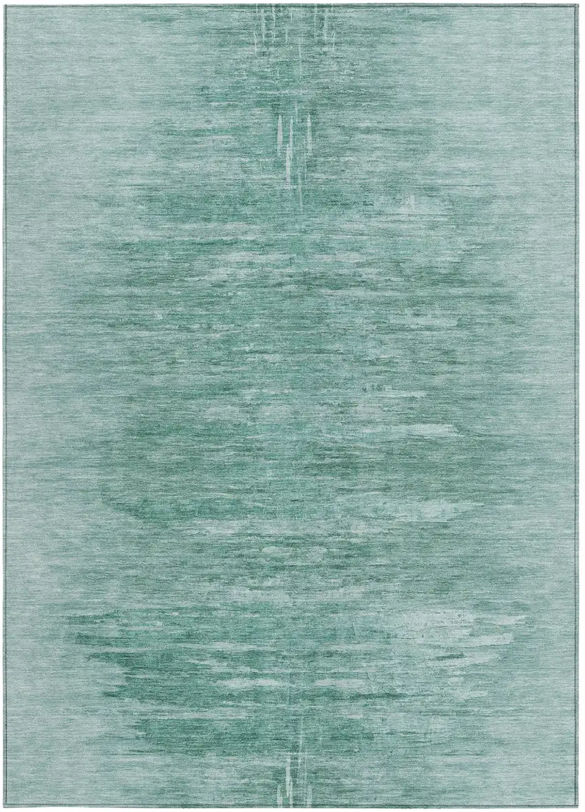 Aqua And Teal Blue Abstract Washable Indoor Outdoor Area Rug Photo 6