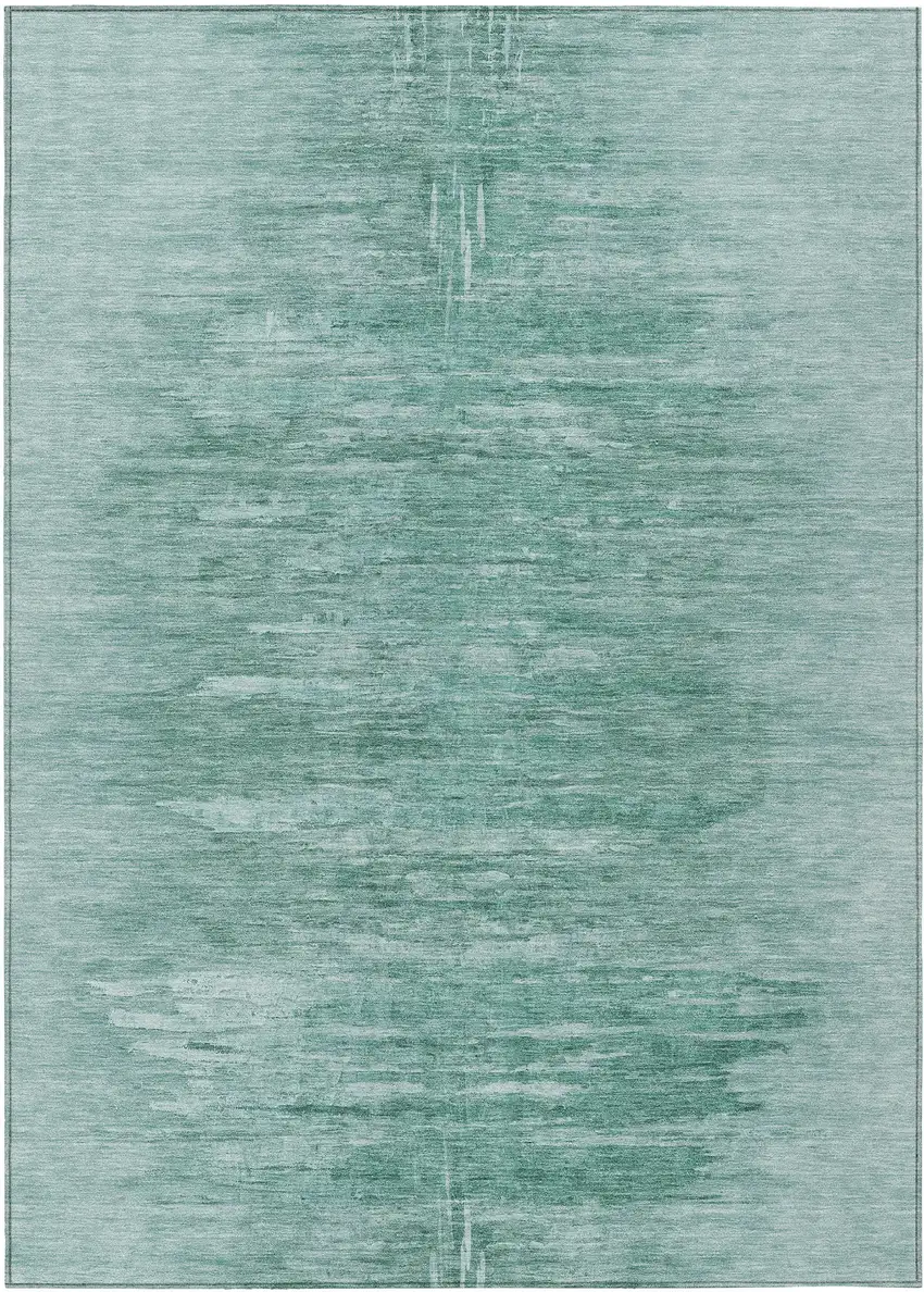 Aqua And Teal Blue Abstract Washable Indoor Outdoor Area Rug Photo 2