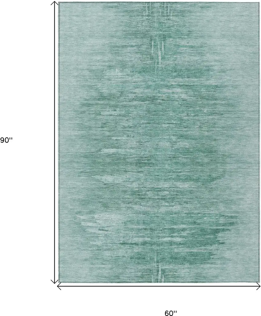 Aqua And Teal Blue Abstract Washable Indoor Outdoor Area Rug Photo 3