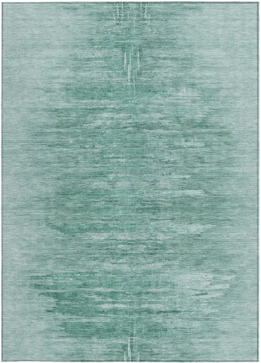 Aqua And Teal Blue Abstract Washable Indoor Outdoor Area Rug Photo 6