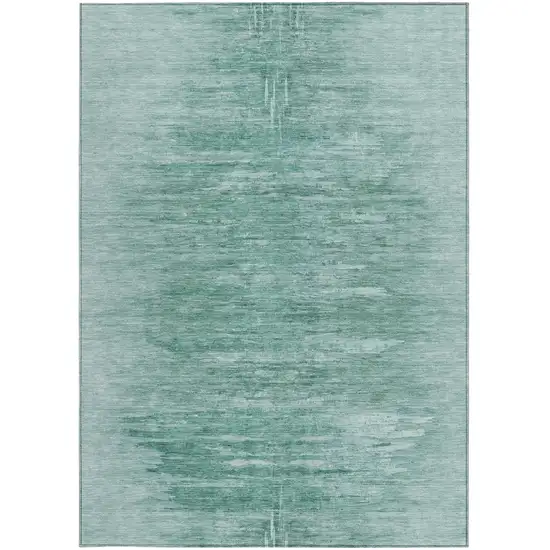 Aqua And Teal Blue Abstract Washable Indoor Outdoor Area Rug Photo 6