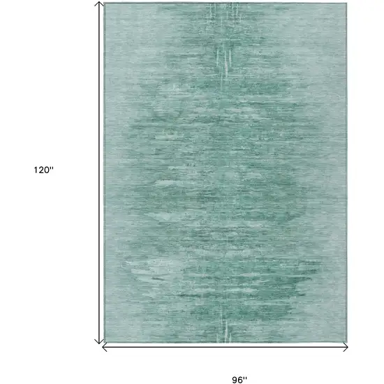 Aqua And Teal Blue Abstract Washable Indoor Outdoor Area Rug Photo 3