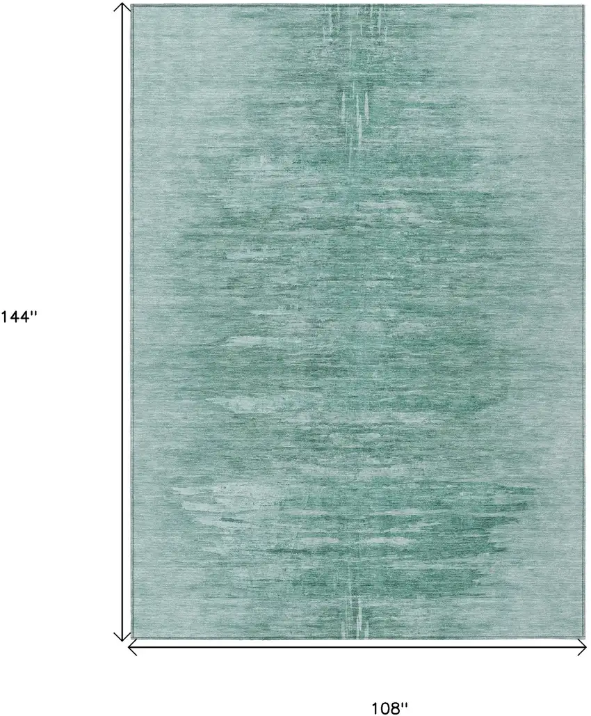 Aqua And Teal Blue Abstract Washable Indoor Outdoor Area Rug Photo 3