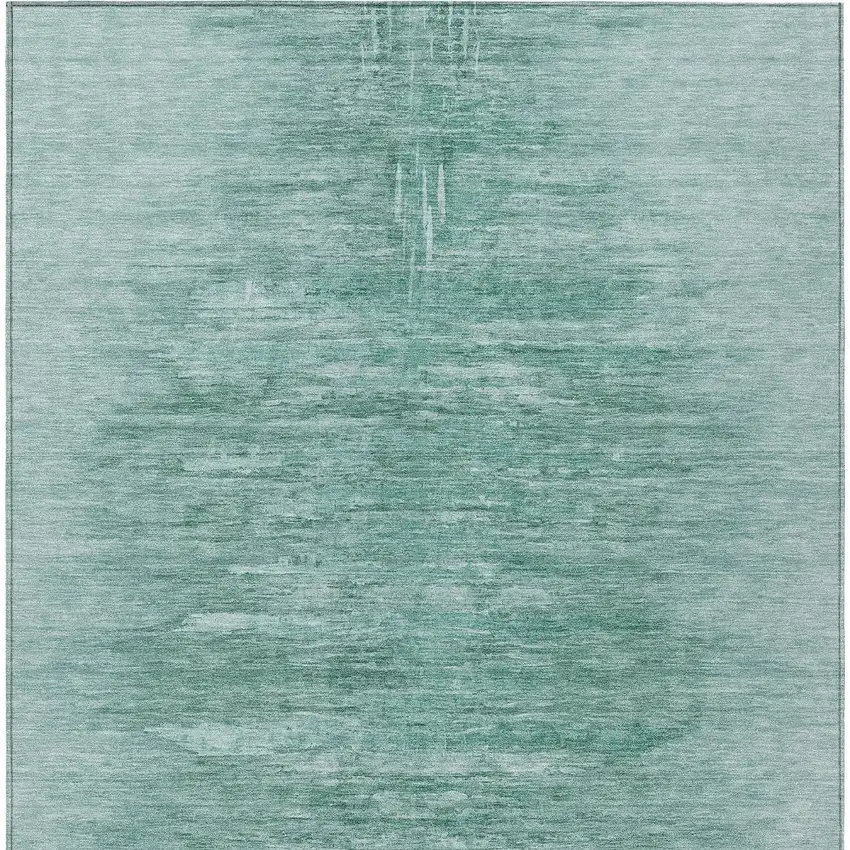 Aqua And Teal Blue Abstract Washable Indoor Outdoor Area Rug Photo 7