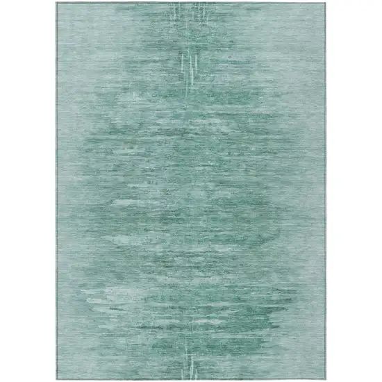 Aqua And Teal Blue Abstract Washable Indoor Outdoor Area Rug Photo 2