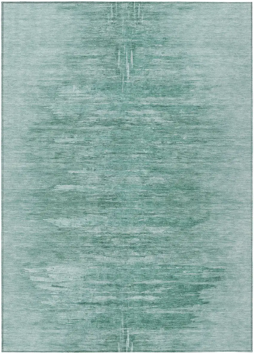 Aqua And Teal Blue Abstract Washable Indoor Outdoor Area Rug Photo 2