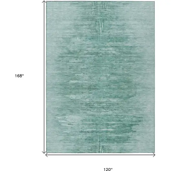 Aqua And Teal Blue Abstract Washable Indoor Outdoor Area Rug Photo 3