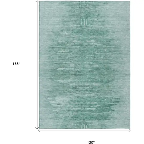 Aqua And Teal Blue Abstract Washable Indoor Outdoor Area Rug Photo 3