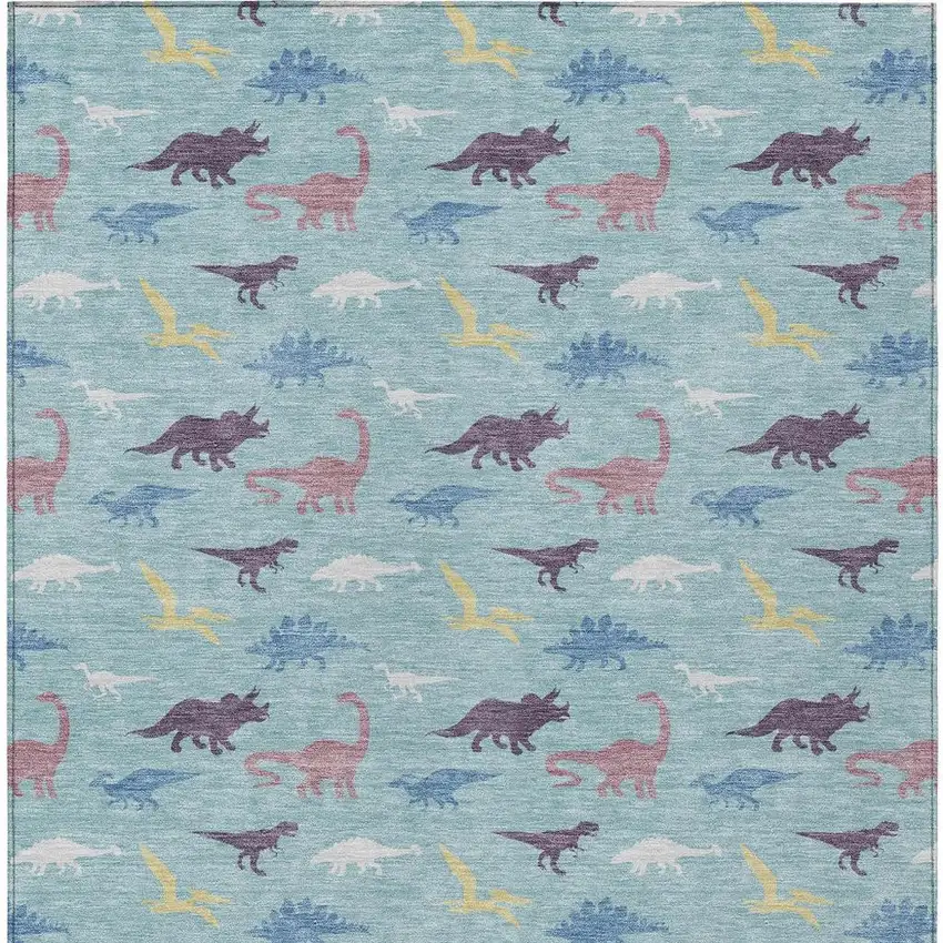 Aqua And Teal Blue Geometric Washable Indoor Outdoor Area Rug Photo 3