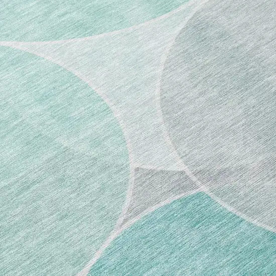 Aqua And Teal Blue Geometric Washable Indoor Outdoor Area Rug Photo 6