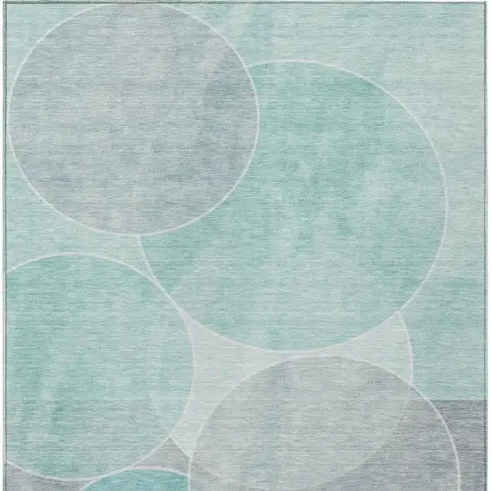 Aqua And Teal Blue Geometric Washable Indoor Outdoor Area Rug Photo 4