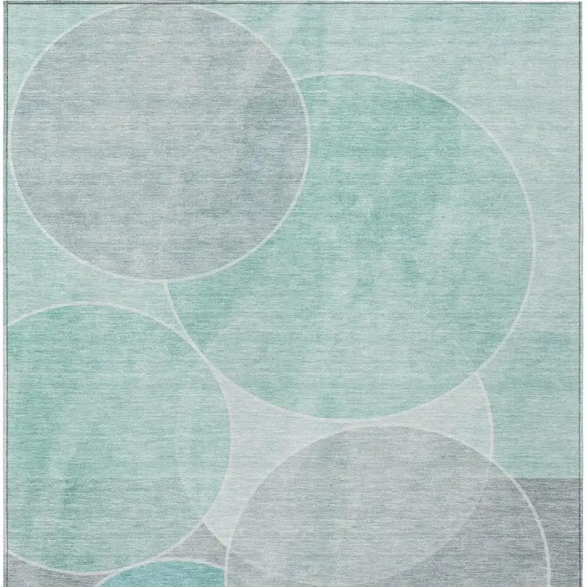 Aqua And Teal Blue Geometric Washable Indoor Outdoor Area Rug Photo 4