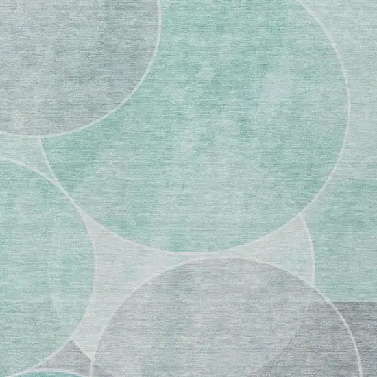 Aqua And Teal Blue Geometric Washable Indoor Outdoor Area Rug Photo 3