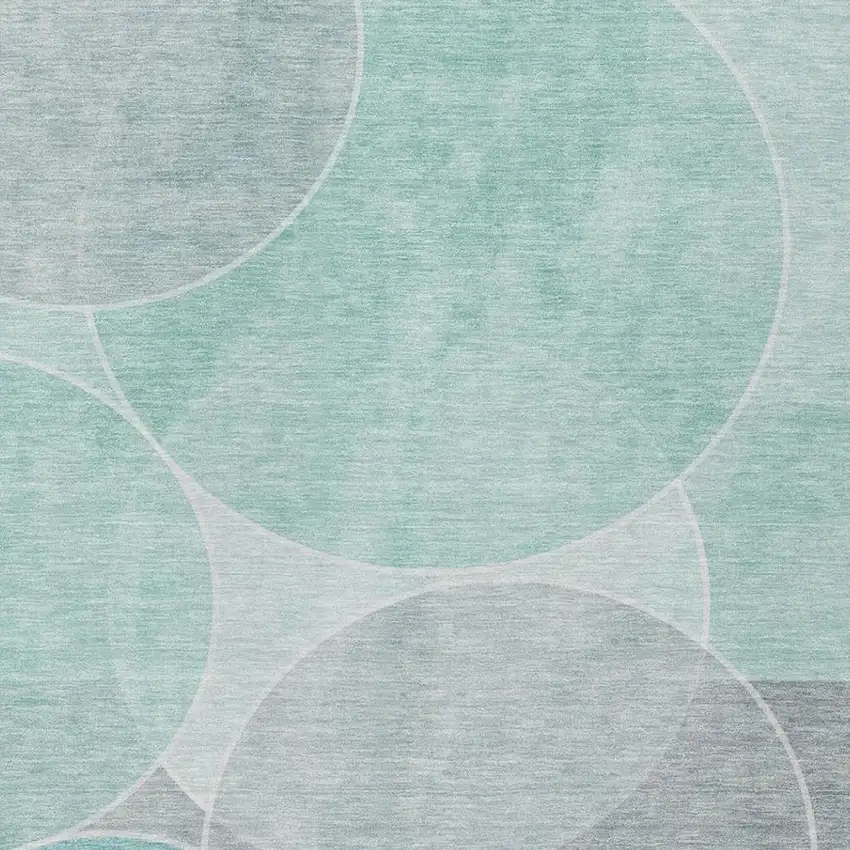 Aqua And Teal Blue Geometric Washable Indoor Outdoor Area Rug Photo 3