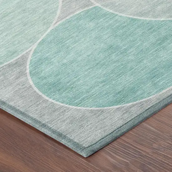 Aqua And Teal Blue Geometric Washable Indoor Outdoor Area Rug Photo 5