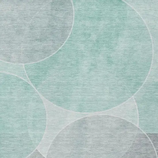 Aqua And Teal Blue Geometric Washable Indoor Outdoor Area Rug Photo 3