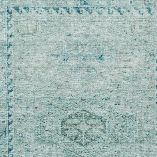 Aqua And Teal Blue Medallion Washable Indoor Outdoor Area Rug Photo 2