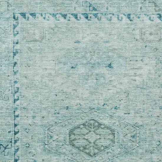 Aqua And Teal Blue Medallion Washable Indoor Outdoor Area Rug Photo 2