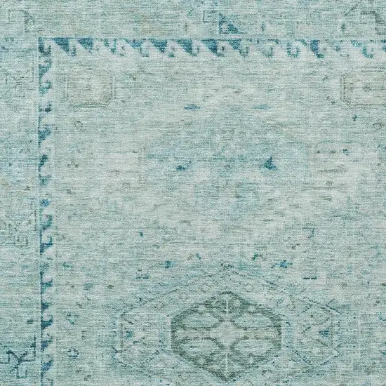Aqua And Teal Blue Medallion Washable Indoor Outdoor Area Rug Photo 2