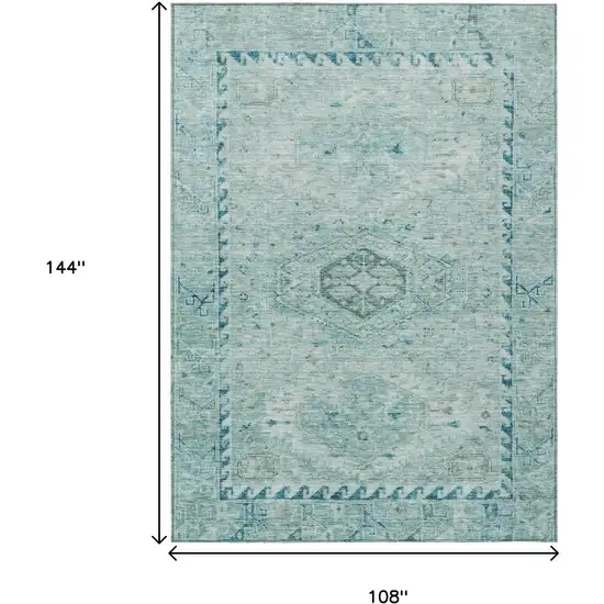 Aqua And Teal Blue Medallion Washable Indoor Outdoor Area Rug Photo 3