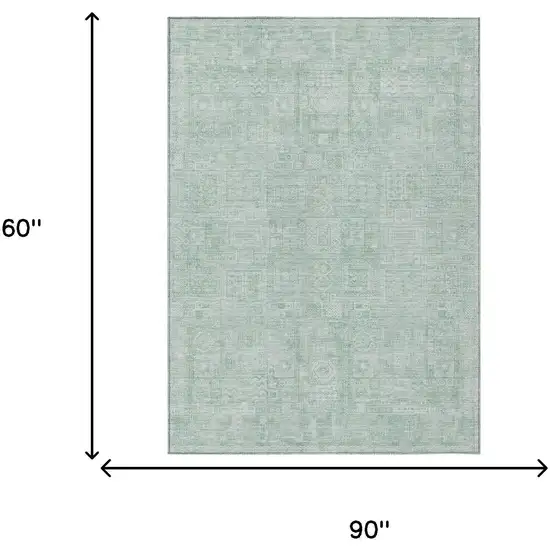 Aqua And Teal Blue Oriental Washable Indoor Outdoor Area Rug Photo 5