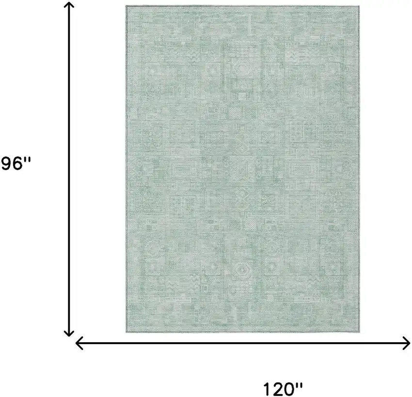 Aqua And Teal Blue Oriental Washable Indoor Outdoor Area Rug Photo 5