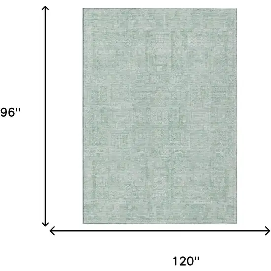 Aqua And Teal Blue Oriental Washable Indoor Outdoor Area Rug Photo 5