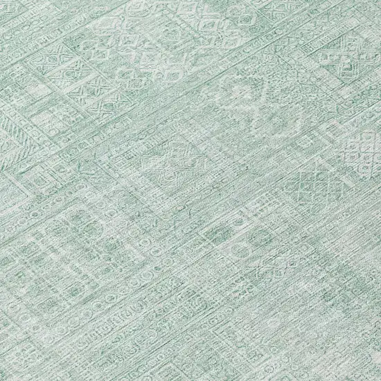 Aqua And Teal Blue Oriental Washable Indoor Outdoor Area Rug Photo 4