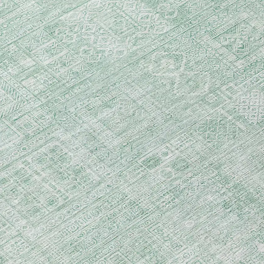 Aqua And Teal Blue Oriental Washable Indoor Outdoor Area Rug Photo 4