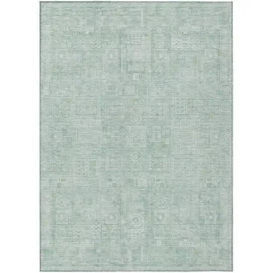 Aqua And Teal Blue Oriental Washable Indoor Outdoor Area Rug Photo 2